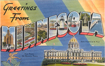 Featured is a Minnesota big-letter postcard image from the 1940s obtained from the Teich Archives (private collection).